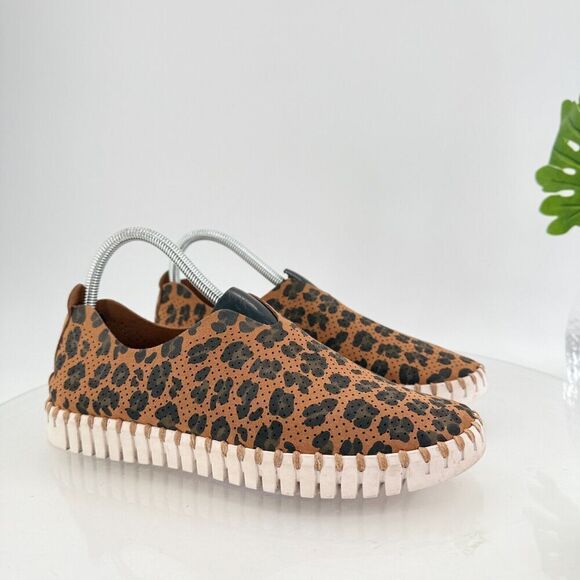 Ilse Jacobsen Women Tulip Flat Size 40 10 Slip On Shoe Brown Perforated Fabric - Picture 2 of 14